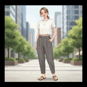 Anthropologie Hei Hei Brown Marled Loose Fit Linen Pants XS Lagenlook